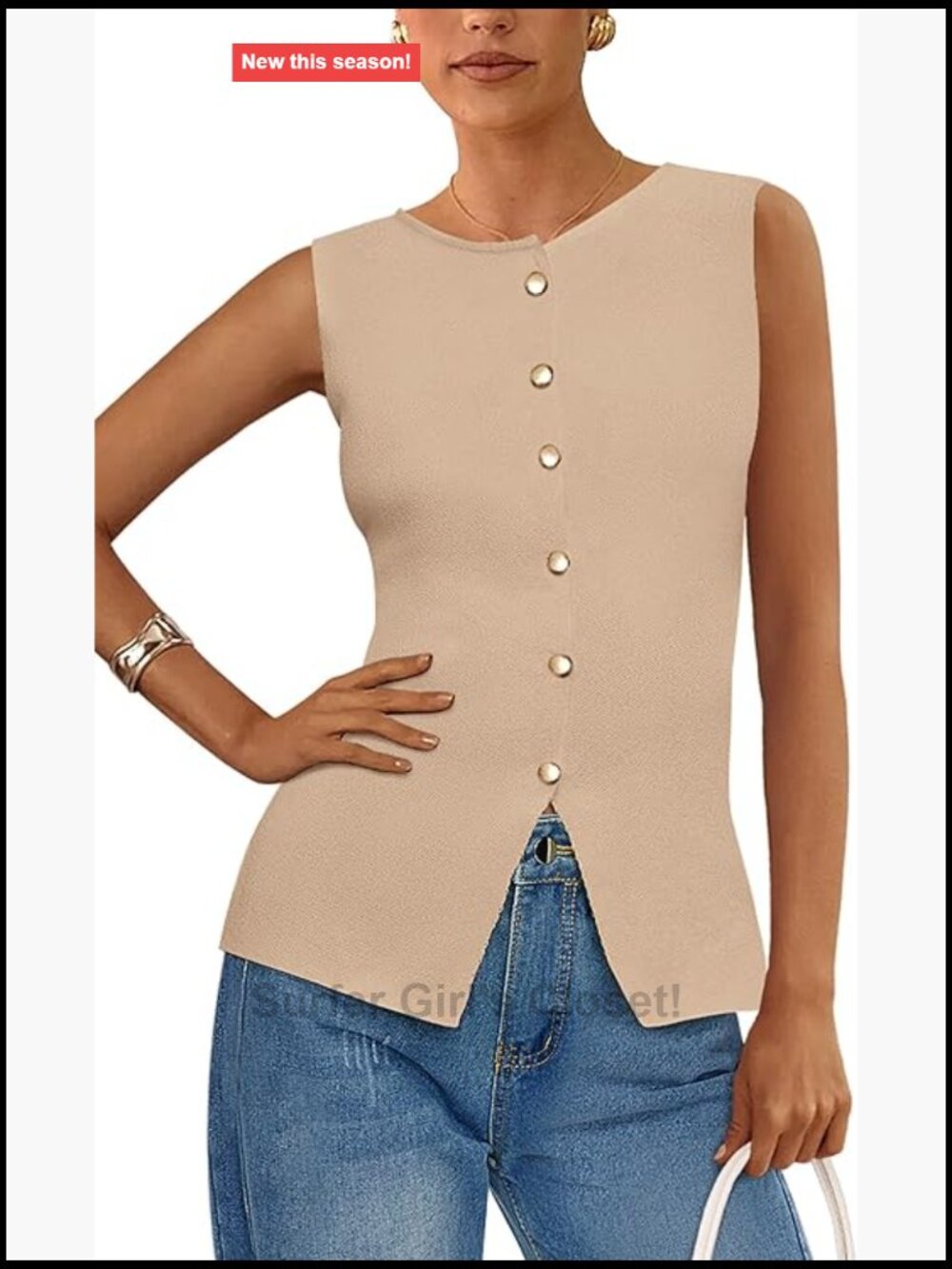 Women's Sleeveless Button Down Knit Vest Top Summer Business Casual Sweater